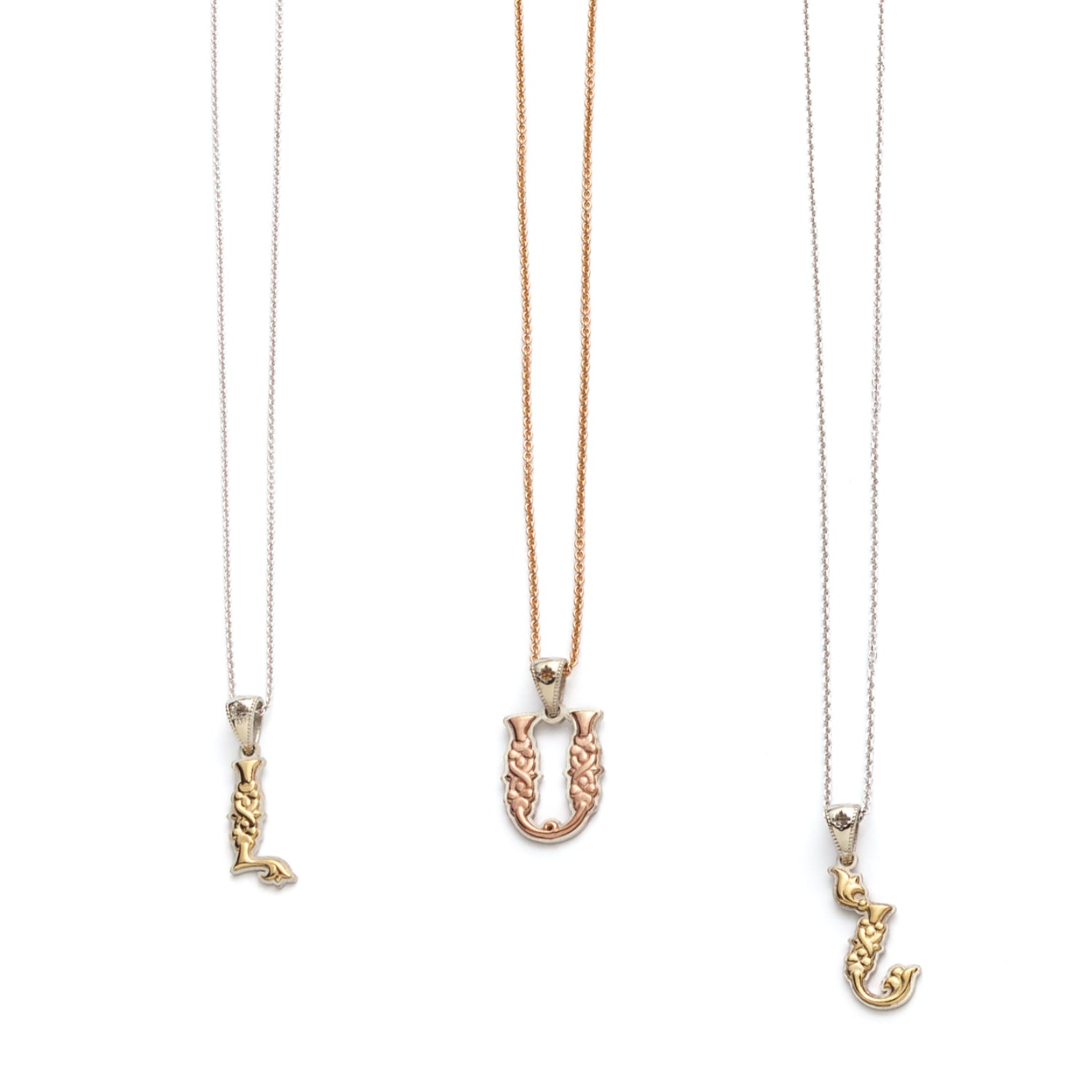 Armenian Initial Two-Tone Gold Pendants