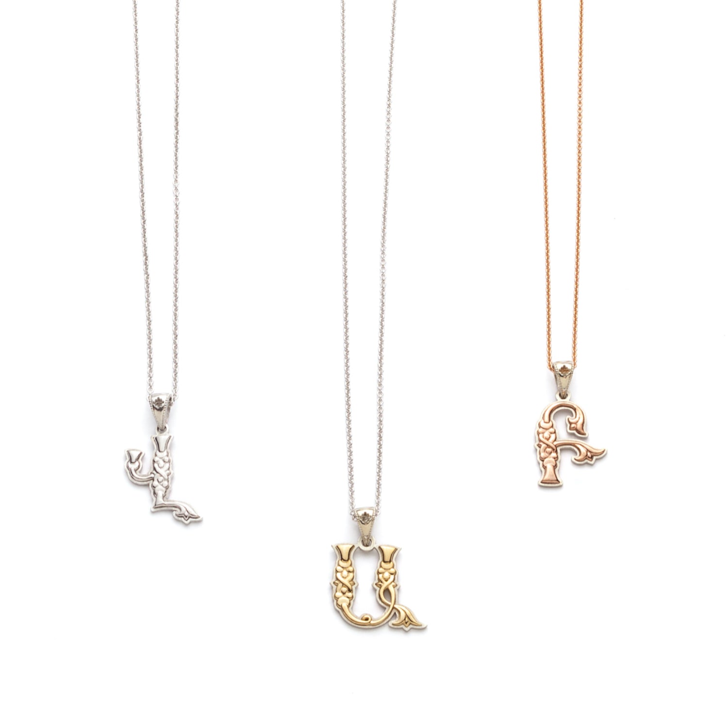 Armenian Initial Two-Tone Gold Pendants