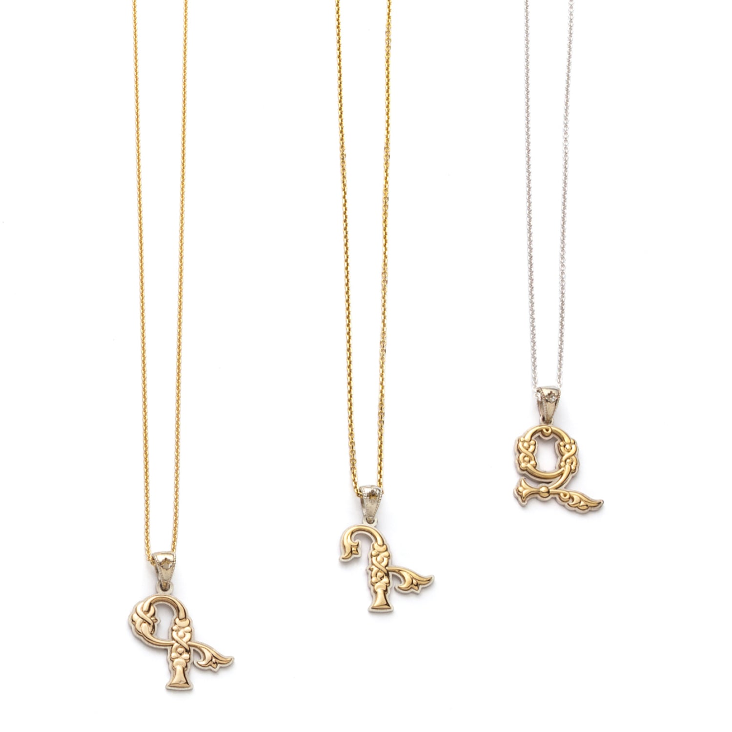 Armenian Initial Two-Tone Gold Pendants