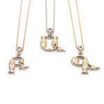 Armenian Initial Two-Tone Gold Pendants Side View
