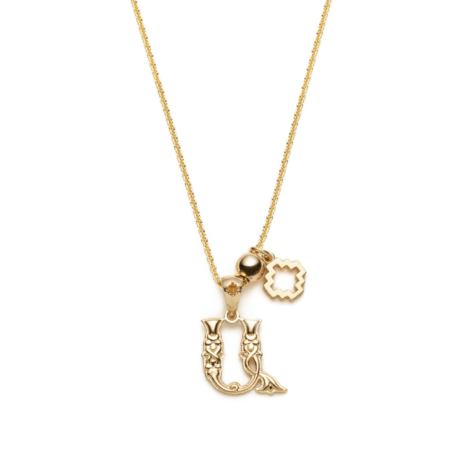 Armenian Initial and Step Motif Pendant in Yellow Gold