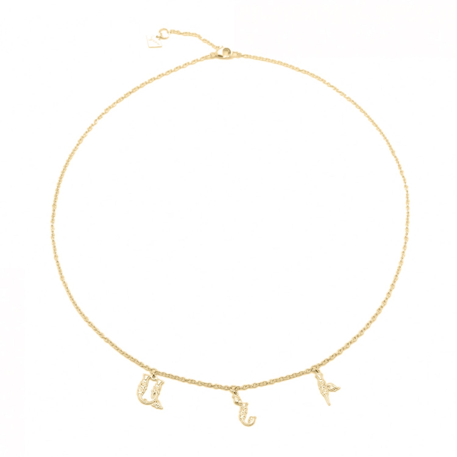 Armenian Spaced Three-Letter Name Necklace in Yellow Gold