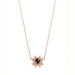 Asteri Checkerboard Cut Black Onyx Star Necklace in Rose Gold
