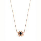 Asteri Checkerboard Cut Black Onyx Star Necklace in Rose Gold