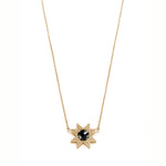 Asteri Checkerboard Cut Black Onyx Star Necklace in Yellow Gold