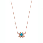 Asteri Checkerboard Cut Turquoise Star Necklace in Rose Gold