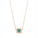 Asteri Checkerboard Cut Turquoise Star Necklace in Yellow Gold