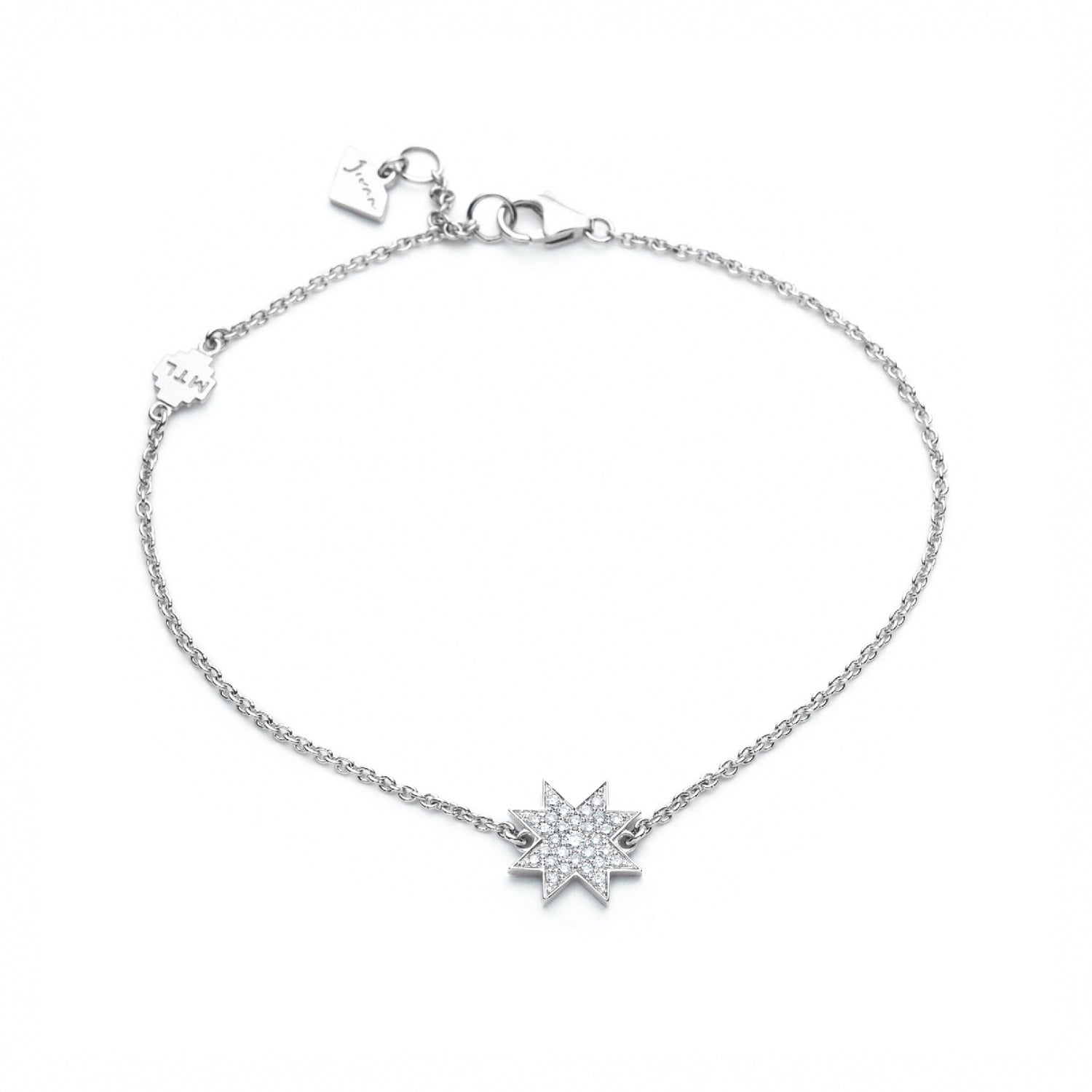 Asteri Diamond Pavé Mini Star Bracelet in White Gold