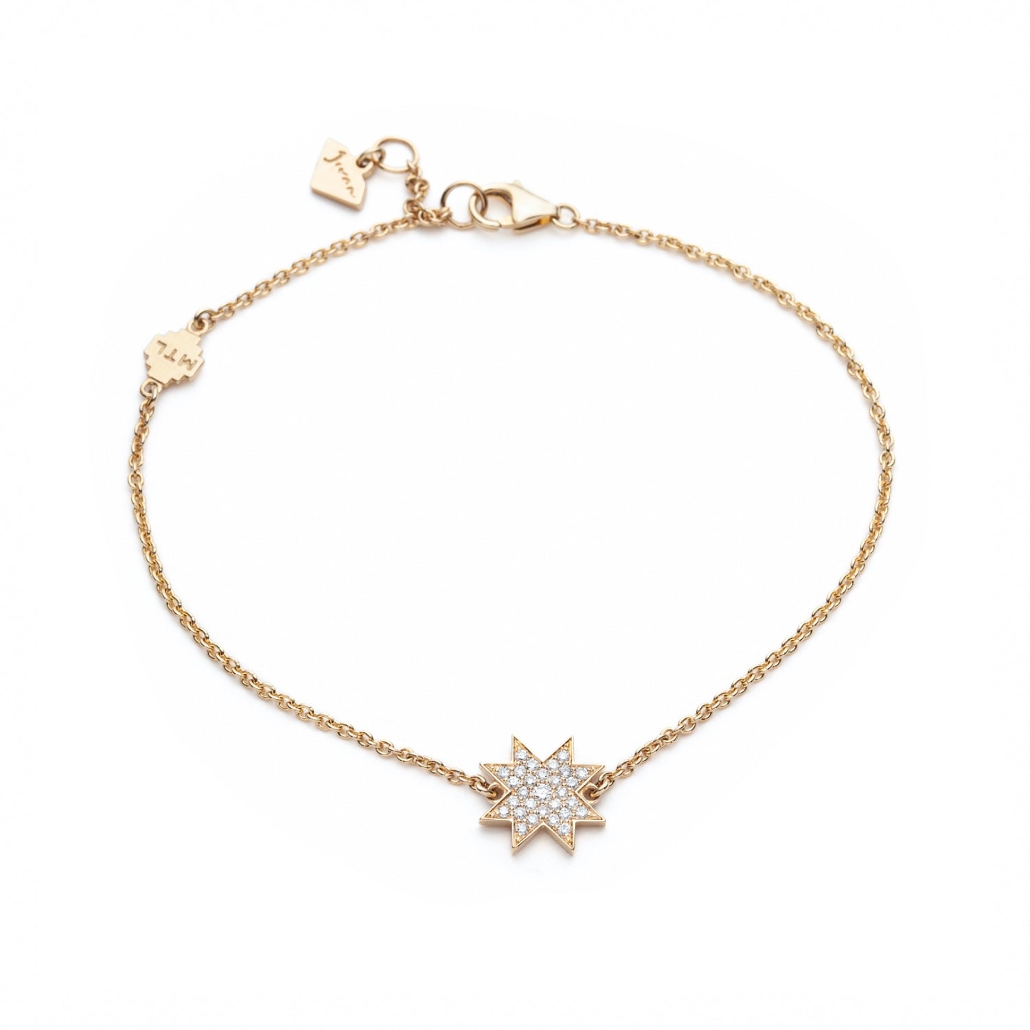 Asteri Diamond Pavé Mini Star Bracelet in Yellow Gold