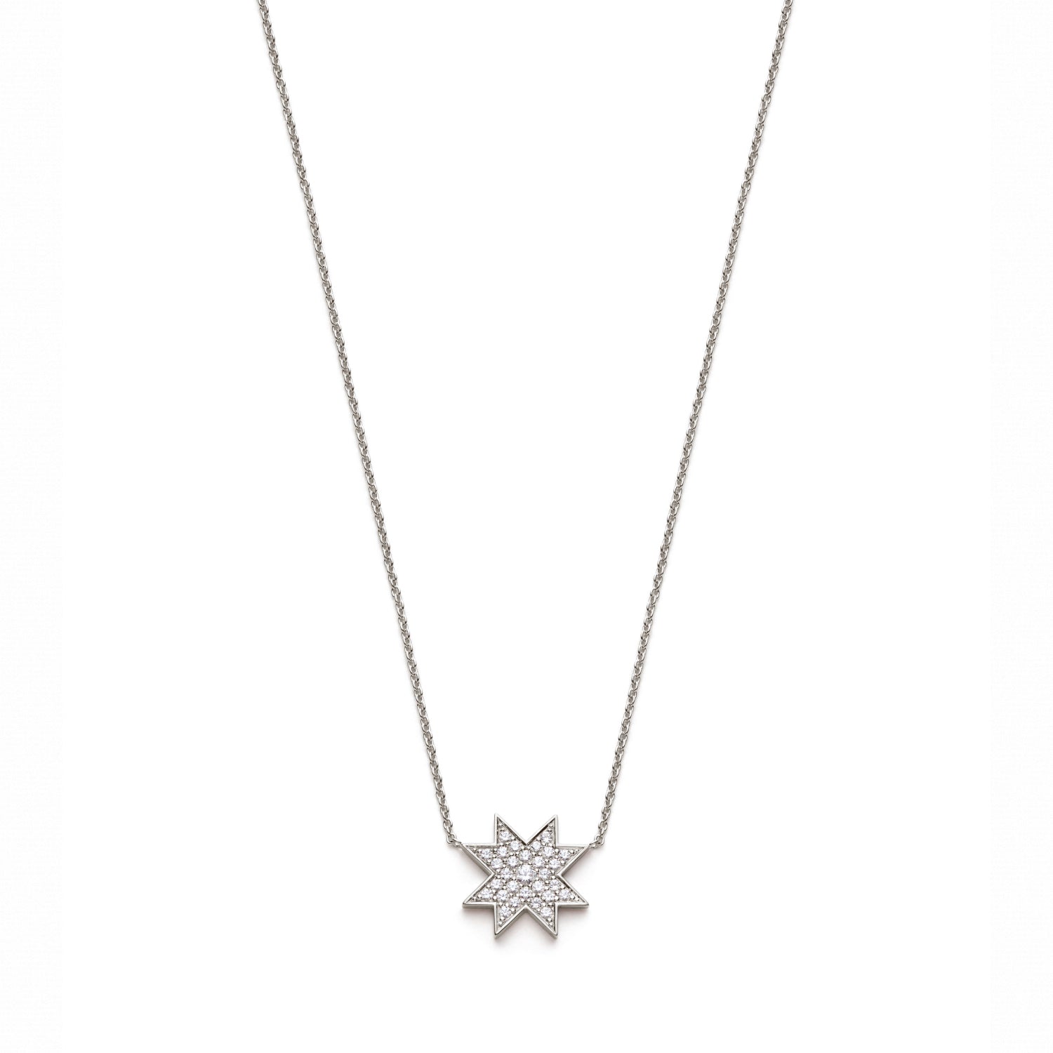 Asteri Diamond Pavé Mini Star Necklace in White Gold