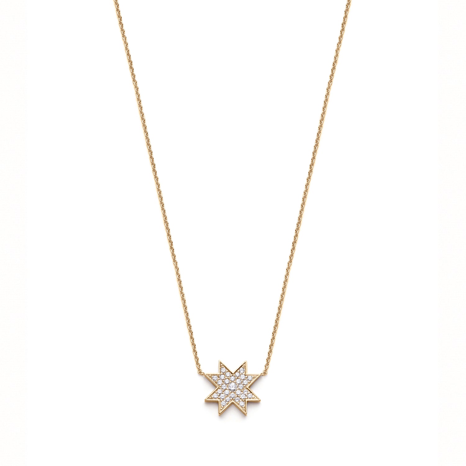 Asteri Diamond Pavé Mini Star Necklace in Yellow Gold