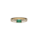 Baguette Cut Emerald Diamond Pavé Stackable Ring
