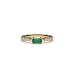 Baguette Cut Emerald Diamond Pavé Stackable Ring