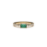 Baguette Cut Emerald Diamond Pavé Stackable Ring