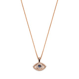 Blue Sapphire and Diamond Evil Eye Pendant in Rose Gold