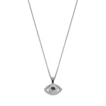 Blue Sapphire and Diamond Evil Eye Pendant in White Gold