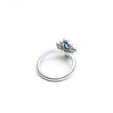 Cabochon Cut Turquoise and Lab-Grown Diamond Step Motif Ring in Sterling Silver Side View