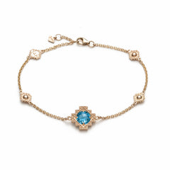Checkerboard Cut Blue Topaz Step Motif Bracelet in Yellow Gold