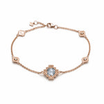 Checkerboard Cut Single White Topaz Step Motif Bracelet in Rose Gold