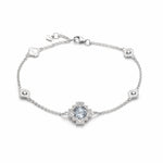 Checkerboard Cut Single White Topaz Step Motif Bracelet in White Gold