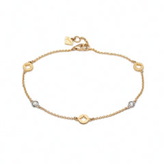 Diamond Accent Step Motif Bracelet in Yellow Gold