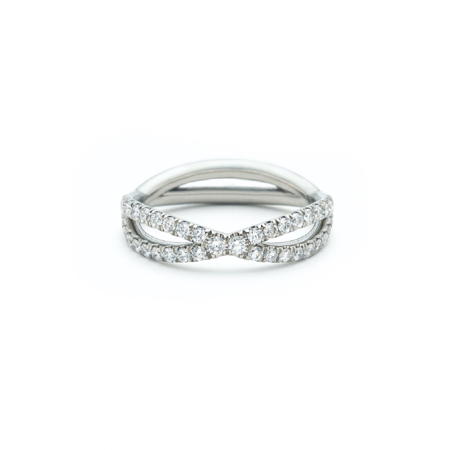 Diamond Pavé Crossover Eternity Ring in White Gold