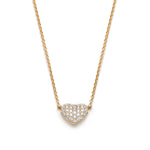 Diamond Pavé Heart Necklace in Yellow Gold