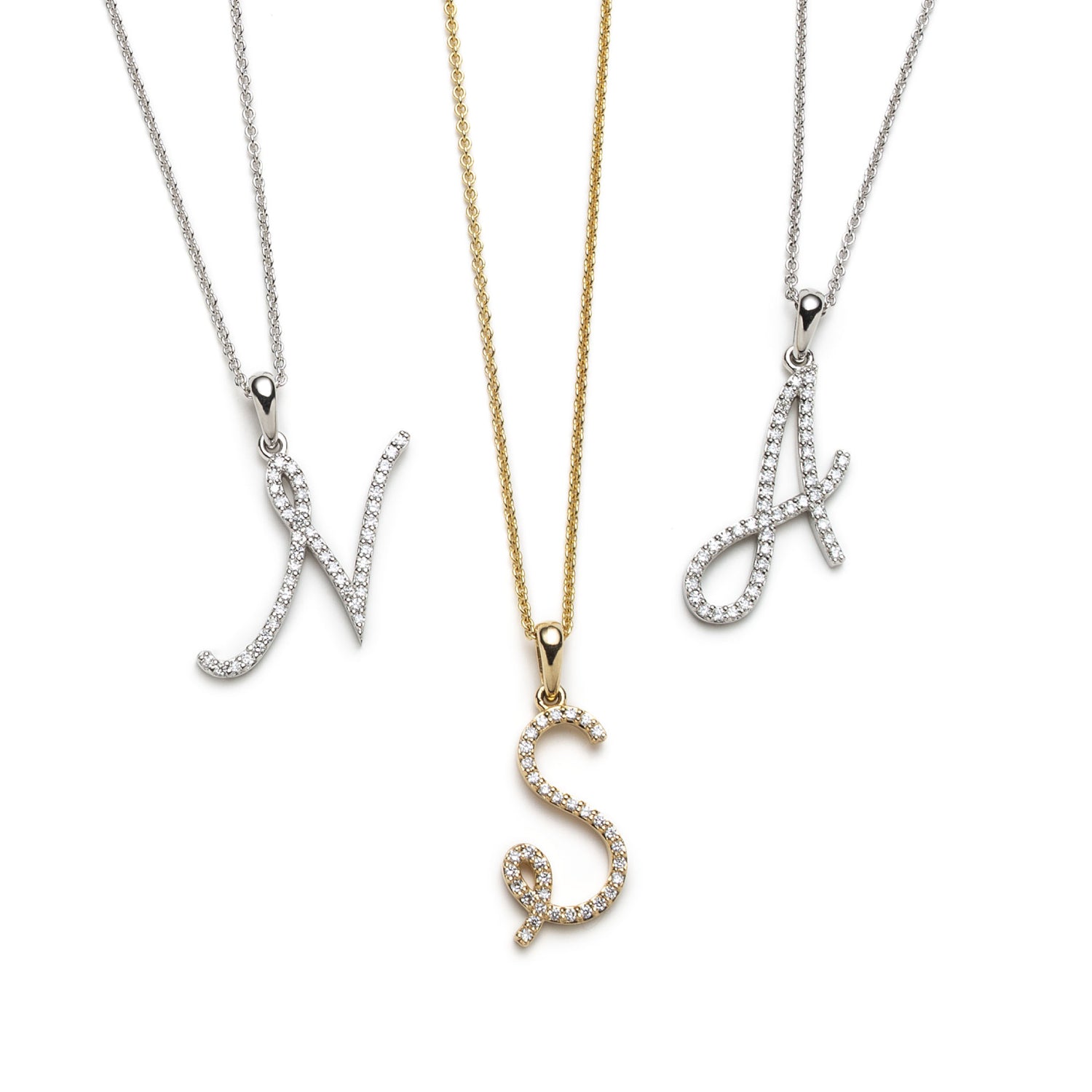 Diamond Pavé Initial Pendants