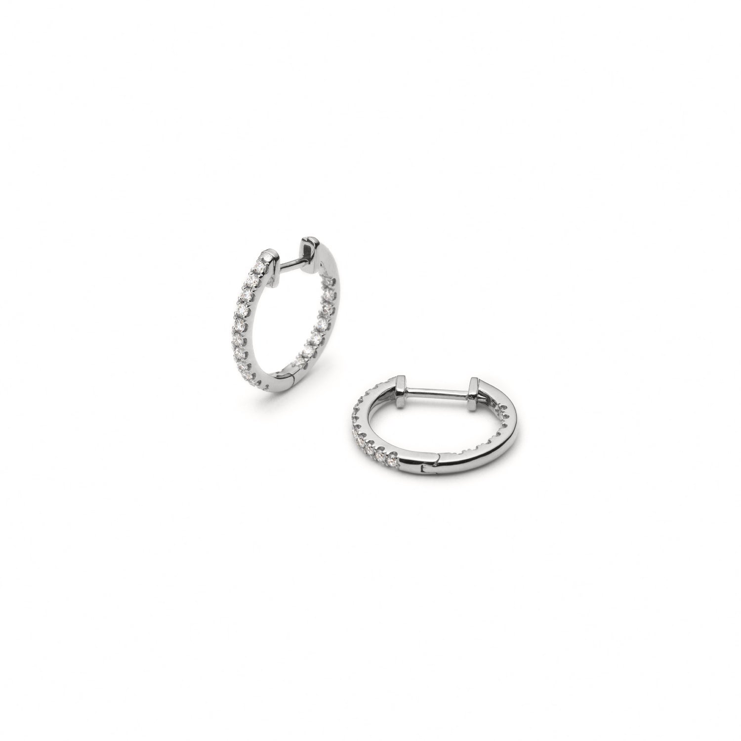 Diamond Pavé Inside-Out Hoop Earrings in White Gold