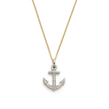 Diamond Pavé Nautical Anchor Two-Tone Gold Necklace