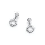 Diamond Pavé Step Motif Drop Earrings in White Gold