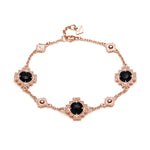 Double-Sided Rose Cut Black Onyx Step Motif Bracelet in Rose Gold