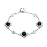 Double-Sided Rose Cut Black Onyx Step Motif Bracelet in White Gold