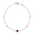 Double-Sided Rose Cut Single Black Onyx Step Motif Necklace in Rose Gold