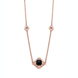 Double-Sided Rose Cut Single Black Onyx Step Motif Necklace in Rose Gold