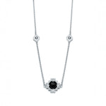 Double-Sided Rose Cut Single Black Onyx Step Motif Necklace in Sterling Silver