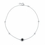 Double-Sided Rose Cut Single Black Onyx Step Motif Necklace in White Gold