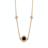 Double-Sided Rose Cut Single Black Onyx Step Motif Necklace in Yellow Gold