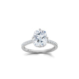 Elongated Cushion Cut Lab-Grown Diamond Hidden Halo Engagement Ring in White Gold Front View