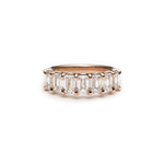 Emerald Cut Diamond Shared Scallop Set Half-Eternity Ring in Rose Gold