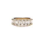 Emerald Cut Diamond Shared Scallop Set Half-Eternity Ring in Yellow Gold