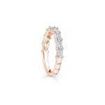 Emerald Cut Diamond Shared Prong Half-Eternity Ring in Rose Gold Side View