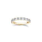 Emerald Cut Diamond Shared Prong Half-Eternity Ring in Yellow Gold