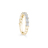 Emerald Cut Diamond Shared Prong Half-Eternity Ring in Yellow Gold Side View