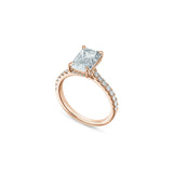 Emerald Cut Lab-Grown Diamond Hidden Halo Engagement Ring in Rose Gold Side View