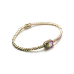 Emerald Cut Watermelon Tourmaline Tennis Bracelet Side View