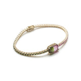 Emerald Cut Watermelon Tourmaline Tennis Bracelet Side View