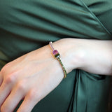 Emerald Cut Watermelon Tourmaline Tennis Bracelet on a Model