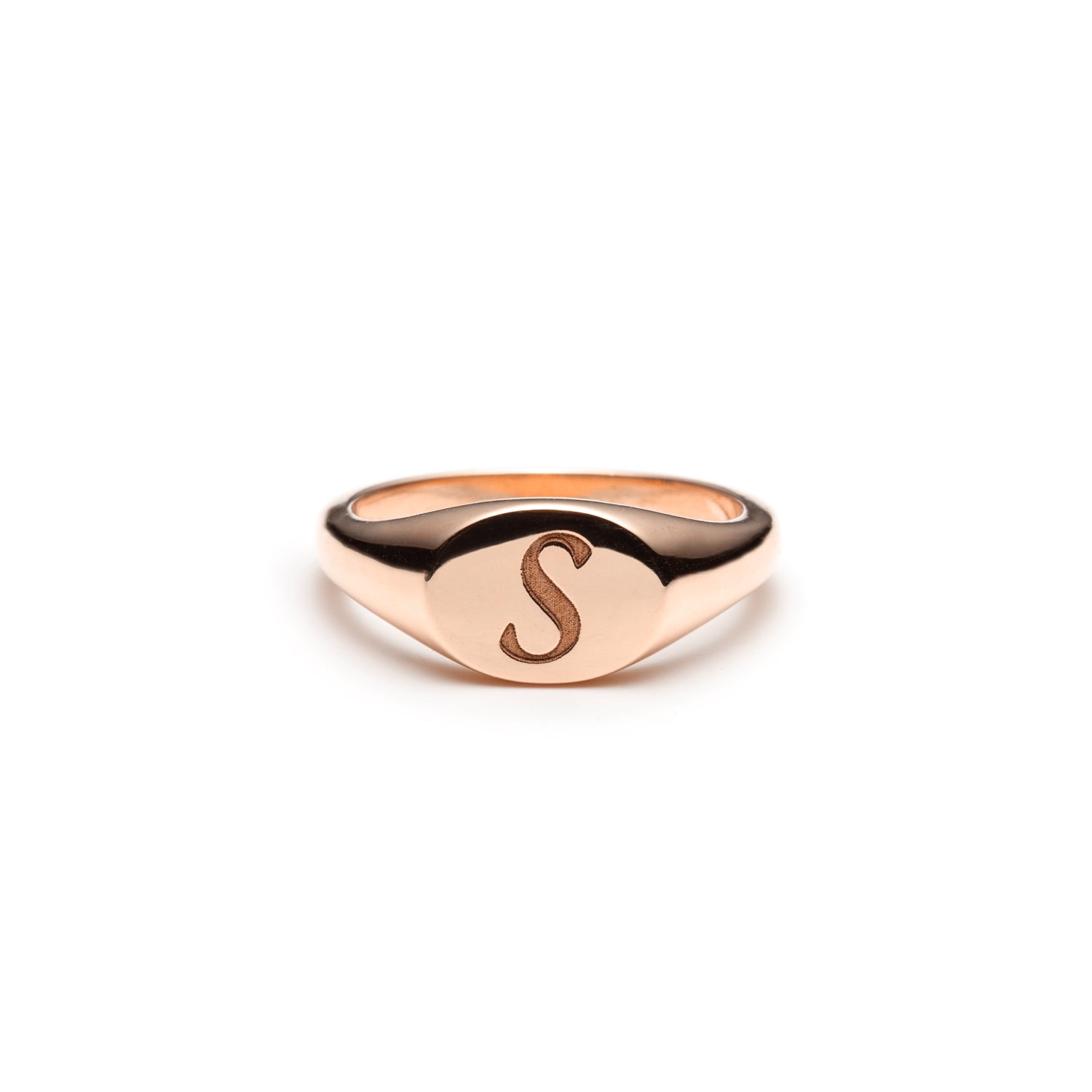 Engraved Initial Signet Ring in Rose Gold