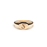 Engraved Initial Signet Ring in Yellow Gold